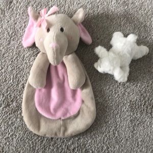 Baby girl elephant Lovey & mini lamb rattle